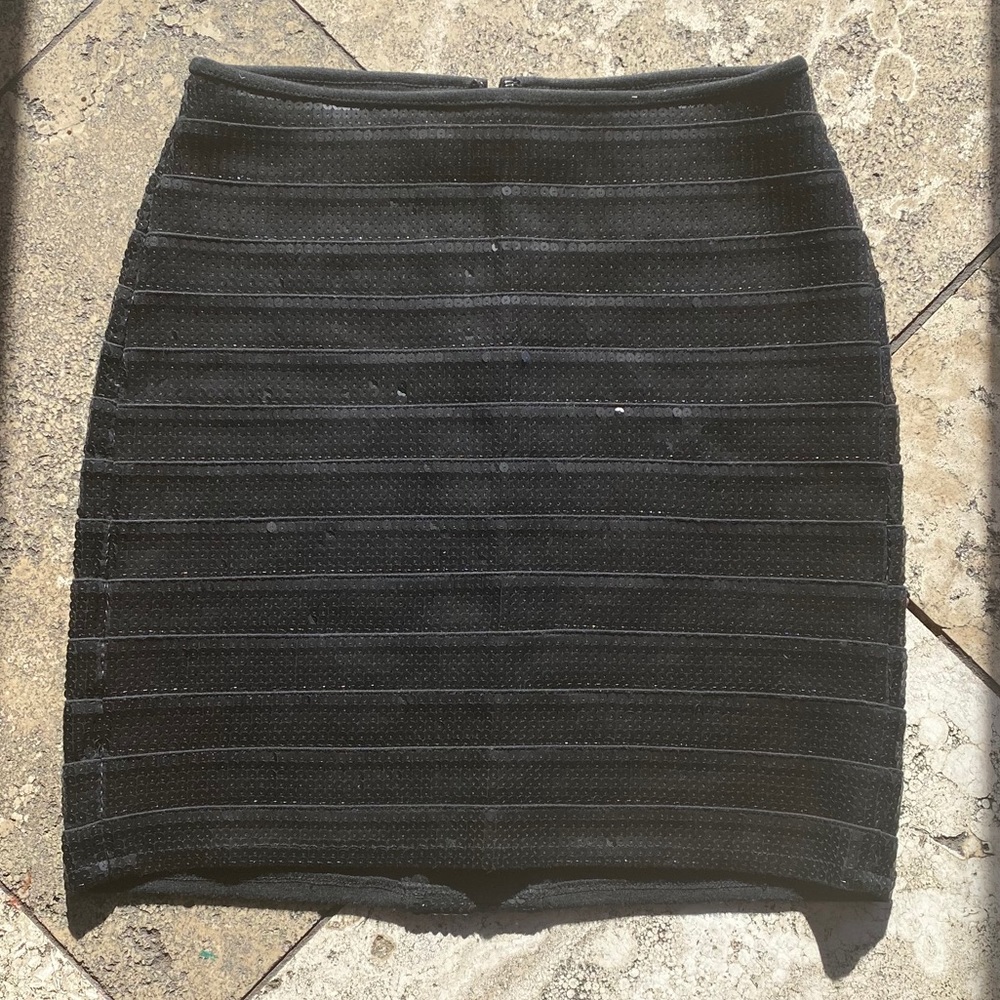 Express Black Sequined Mini Skirt